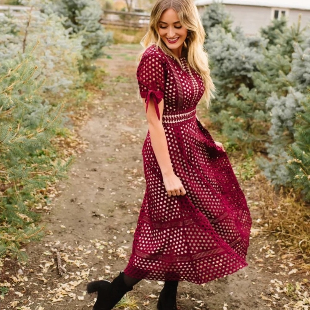 Ivy City Co Vera Dress in Burgundy XS